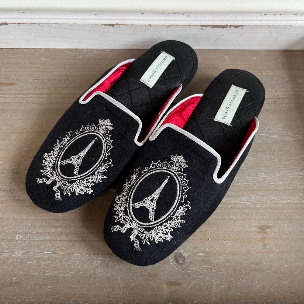 Patricia Green Luxury Womens Sz 6 Slippers Embroidery Chic Comfortable Lounge